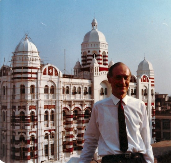 Eric in front of his office in Calcutta, when he was in charge of all the bank's operations in the East half of India